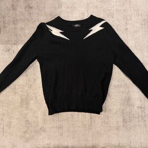 Black Sweater with Lightning Design